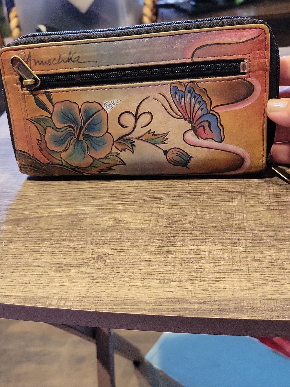 5 For 25.00/Anuschika Wallet,handpainted,guc,floral - Picture 2 of 5